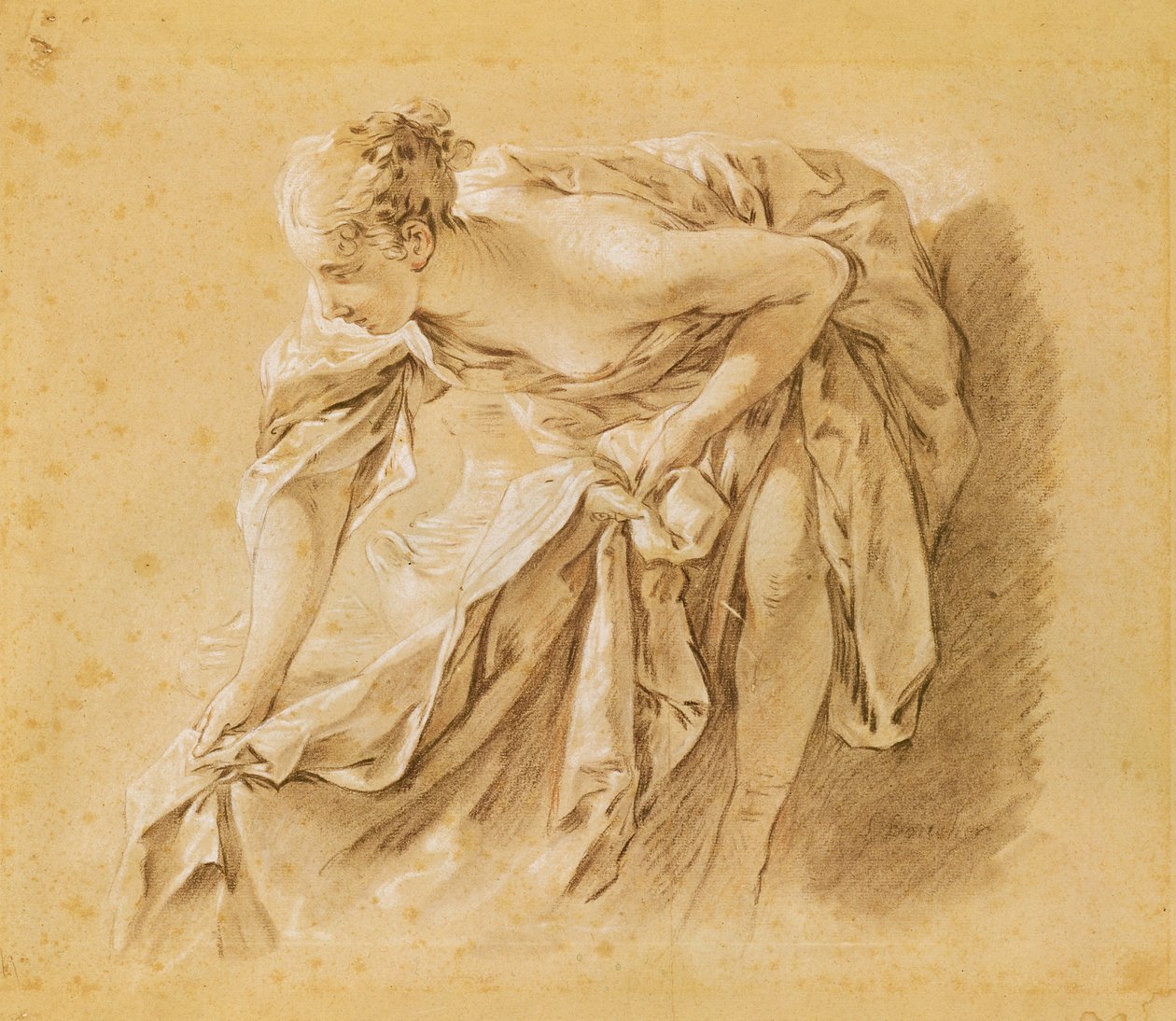 Részben meztelen nő fürdőzése alkotó: François Boucher