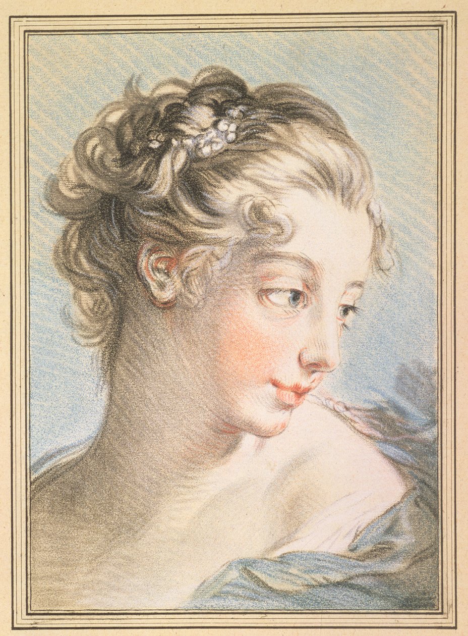 Fiatal nő, metszett: Louis Marin Bonnet (1743-93), 1767 (színes metszet) alkotó: François Boucher