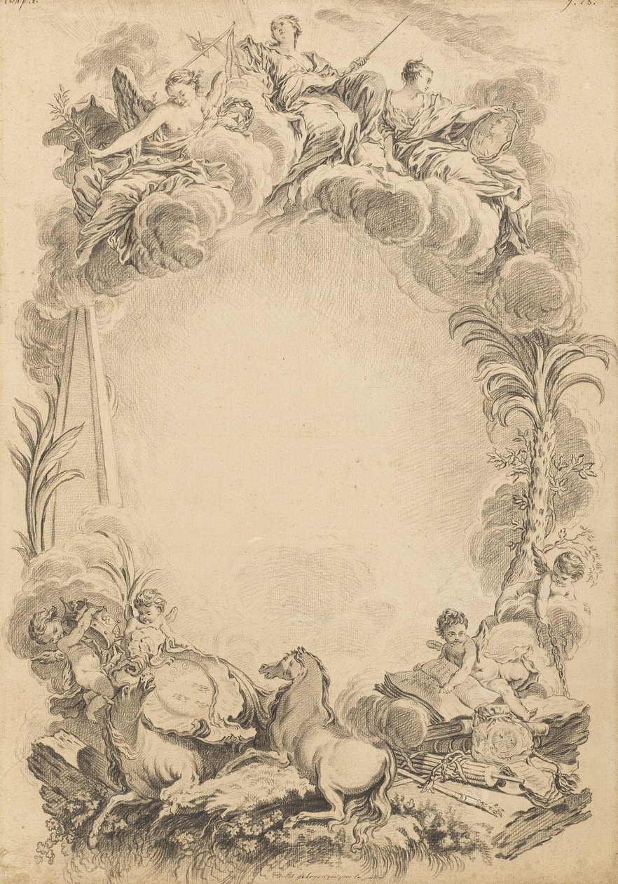 Tervezés egy escutcheon tiszteletére William Earl Cowper (kb. 1665-1723) alkotó: François Boucher