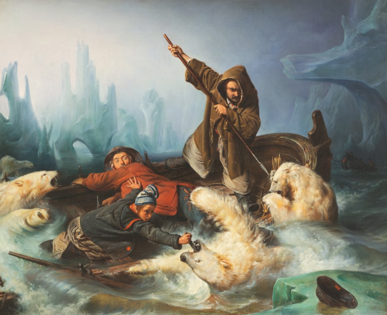 Harc jegesmedvék ellen, 1839. alkotó: François August Biard