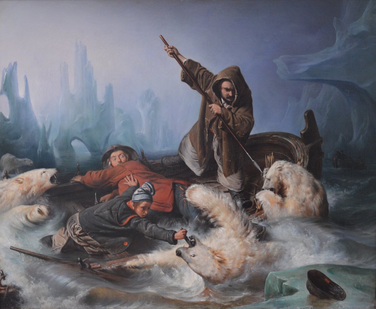 Harc a jegesmedvékkel alkotó: François Auguste Biard