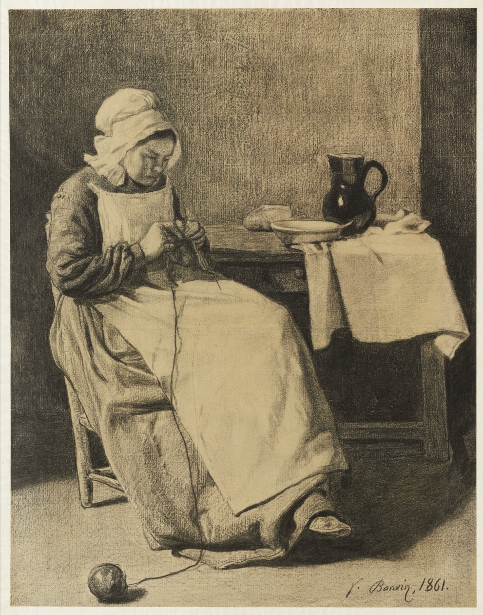 Szolgakötés, 1861 alkotó: François Bonvin