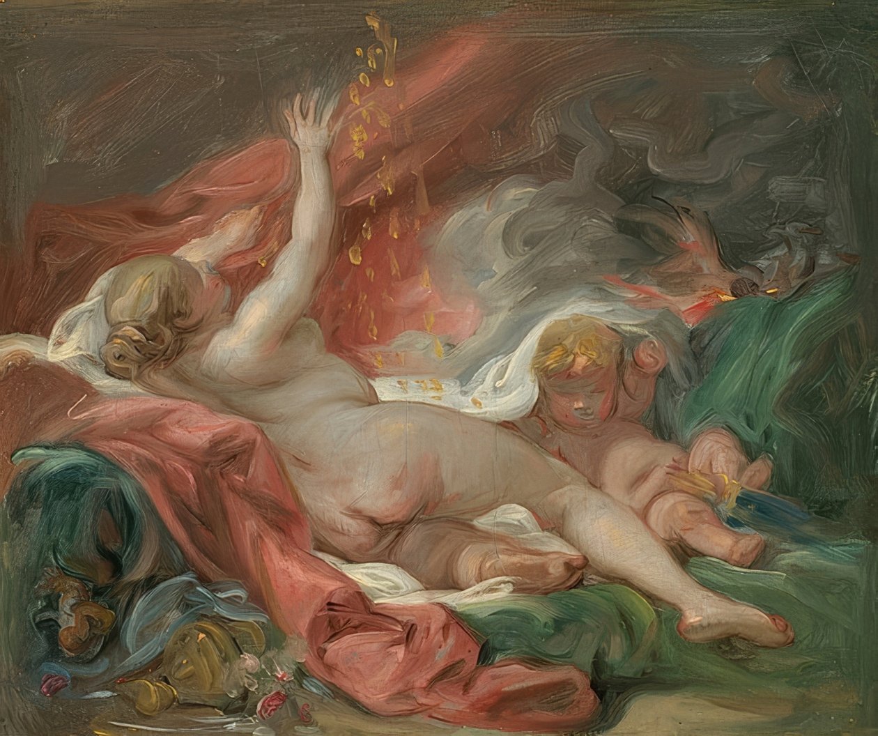 Danaë (tanulmány). 1760 körül alkotó: François Boucher