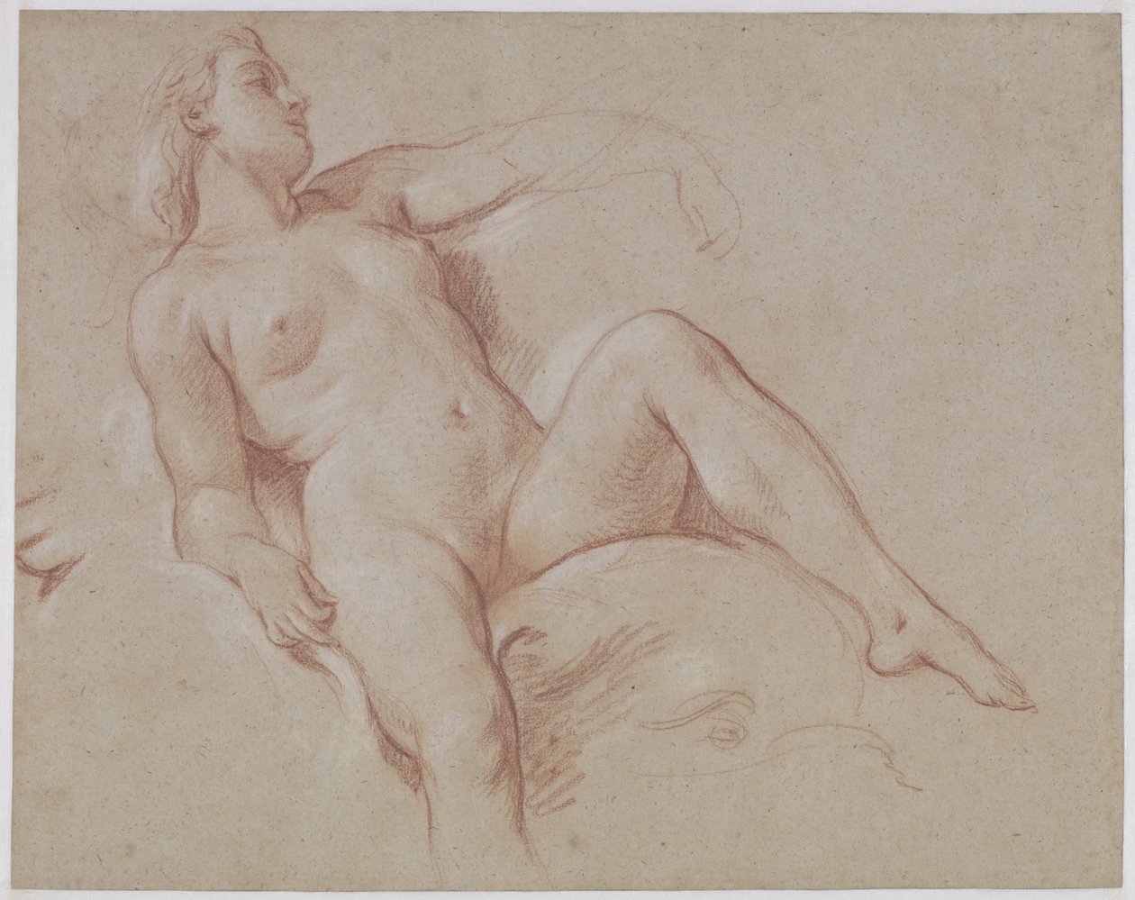 Női akt egy delfinen alkotó: François Boucher