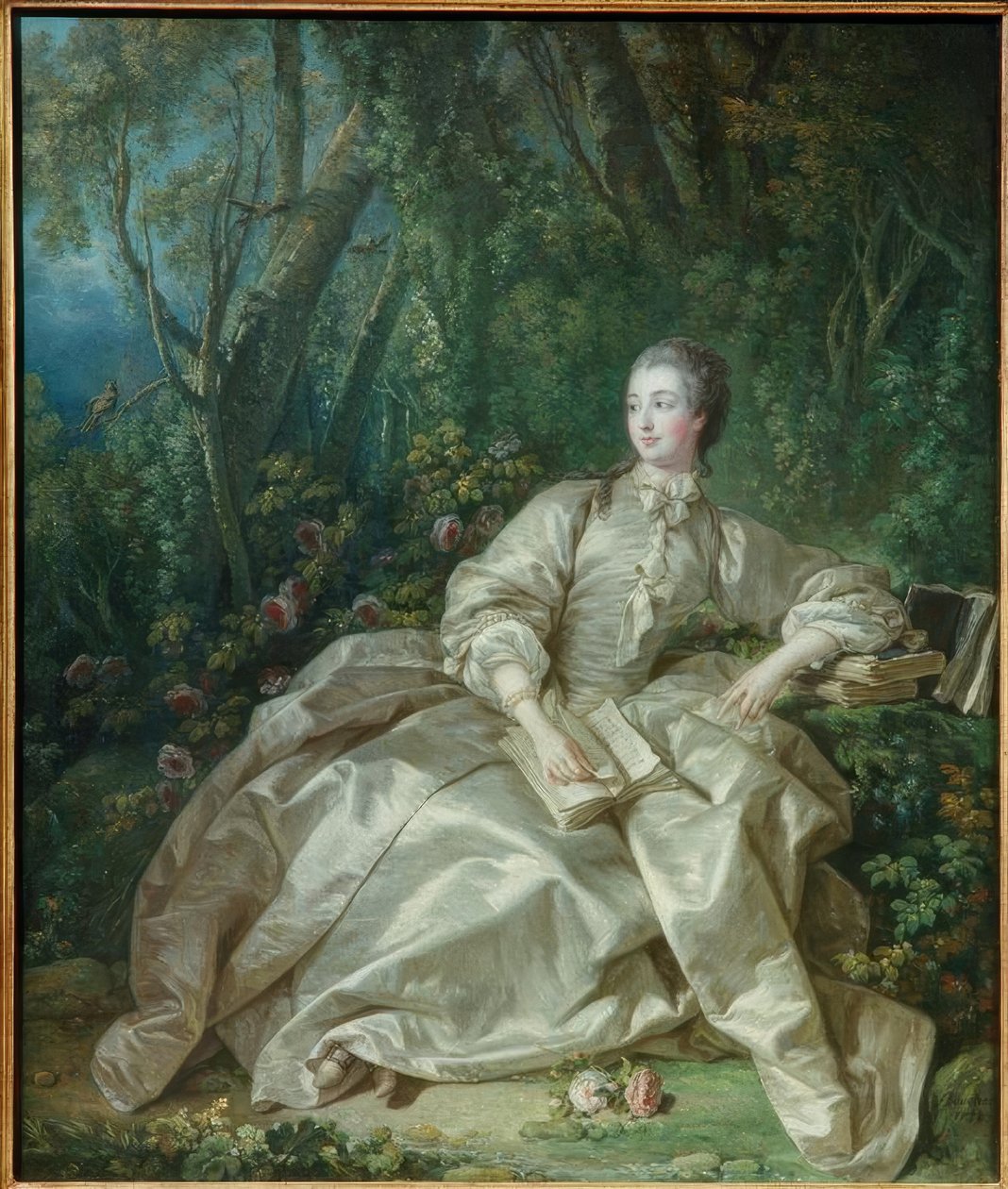 Madame de Pompadour a szabadban ült. alkotó: François Boucher