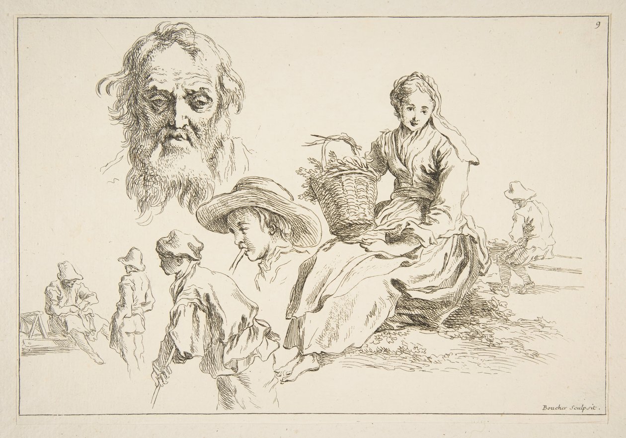 Vázlatlap, kb. 1735. alkotó: François Boucher