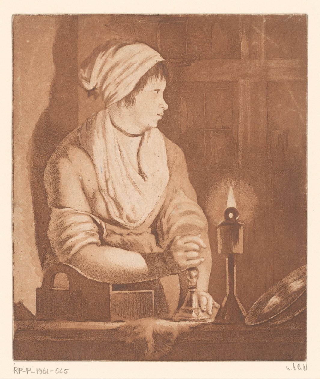 Nő gyertyafénynél alkotó: François Philippe Charpentier (possibly)