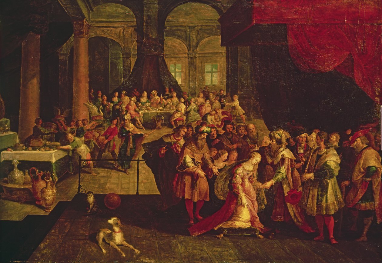 Ahasvérus király megkoronázza Esztert alkotó: Frans II Francken the Younger