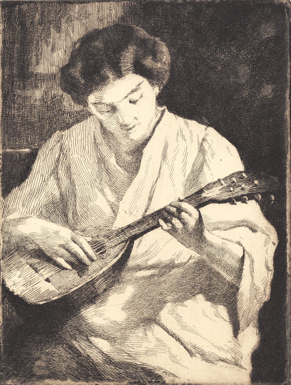 Mandolin játszó hölgy alkotó: Frans Schwartz