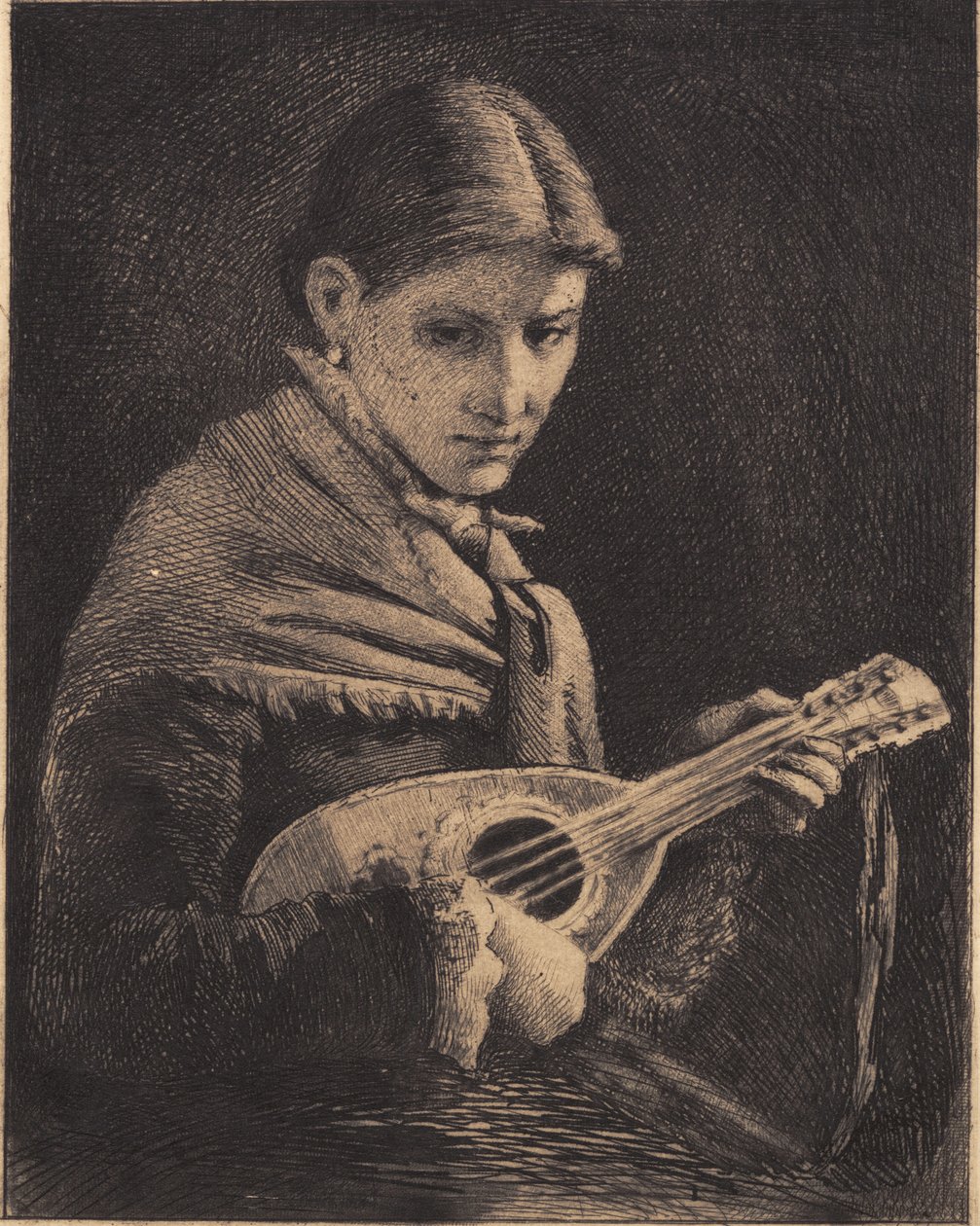 Fiatal lány mandolinnal alkotó: Frans Schwartz