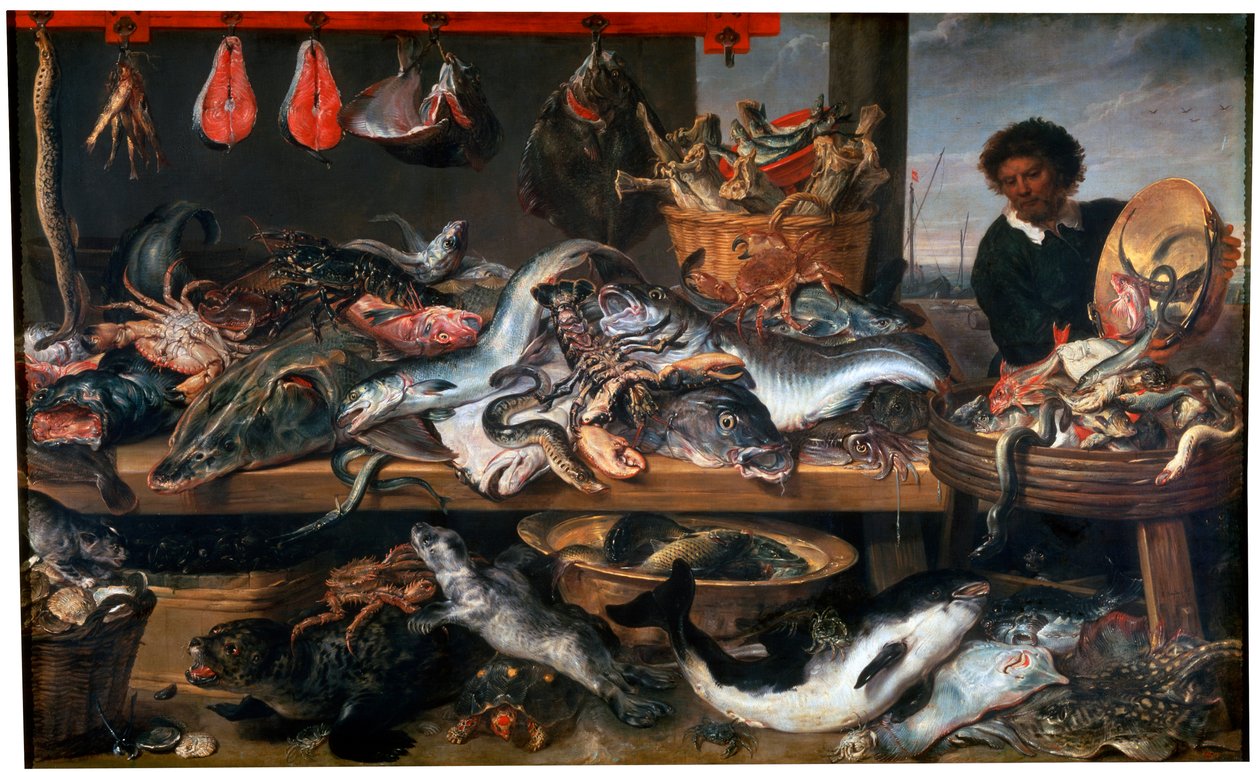 Egy halkereskedő bolt, 17. század alkotó: Frans Snyders or Snijders
