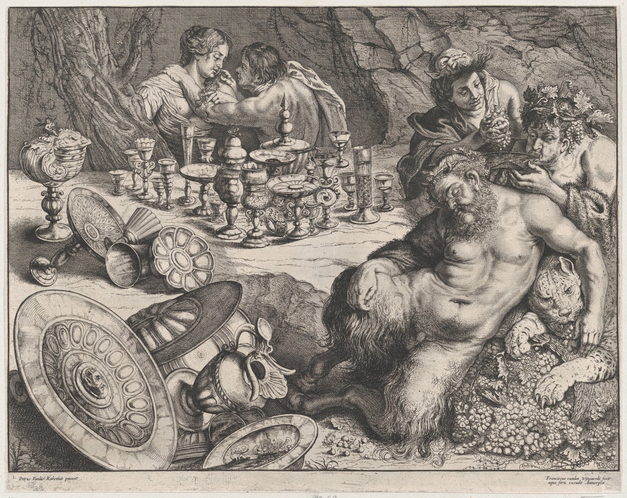 Bacchus és a részeg Silenus, 1640-60. alkotó: Frans van den Wyngaerde