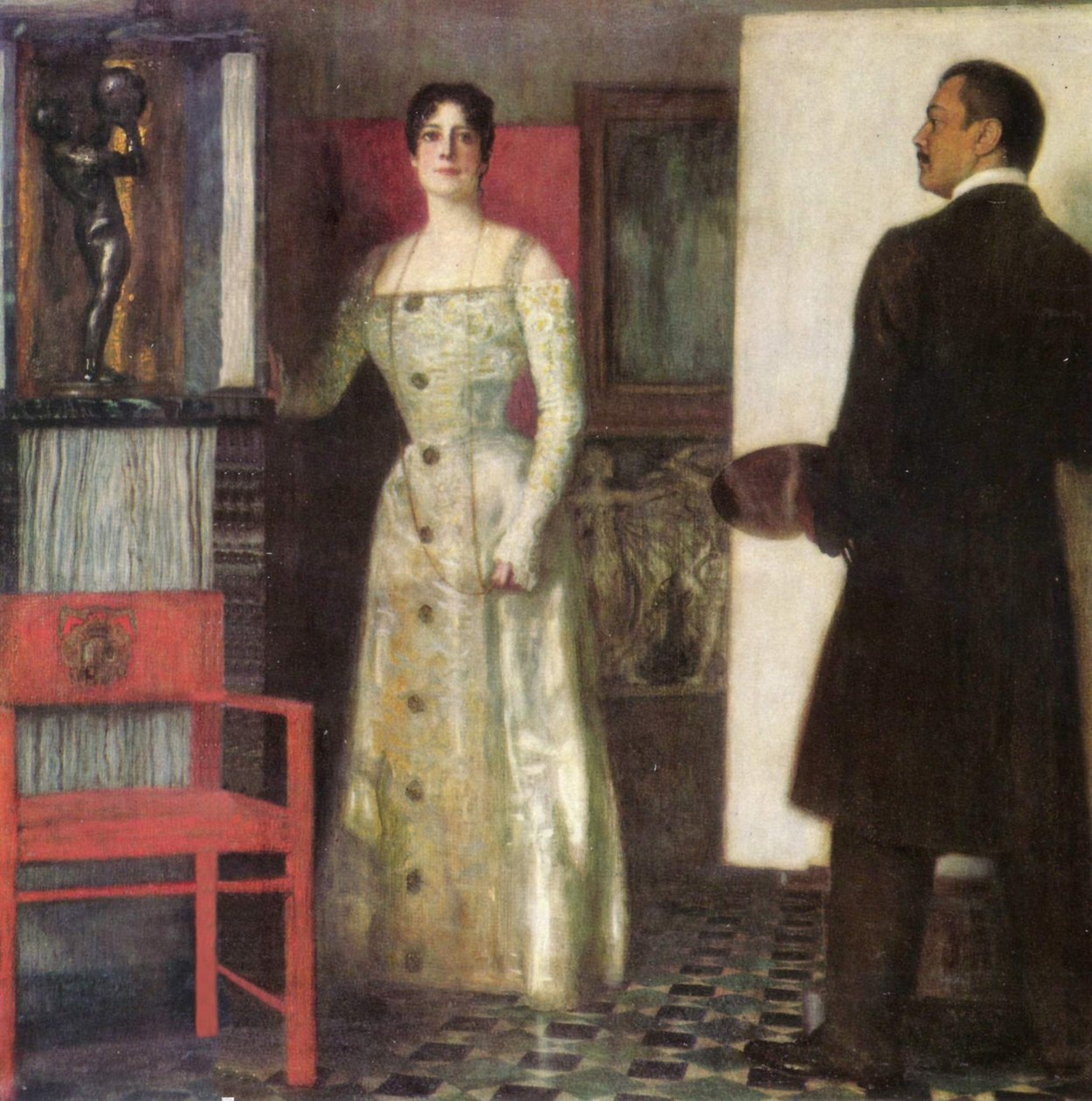 Önarckép a festőről és feleségéről a stúdióban alkotó: Franz von Stuck