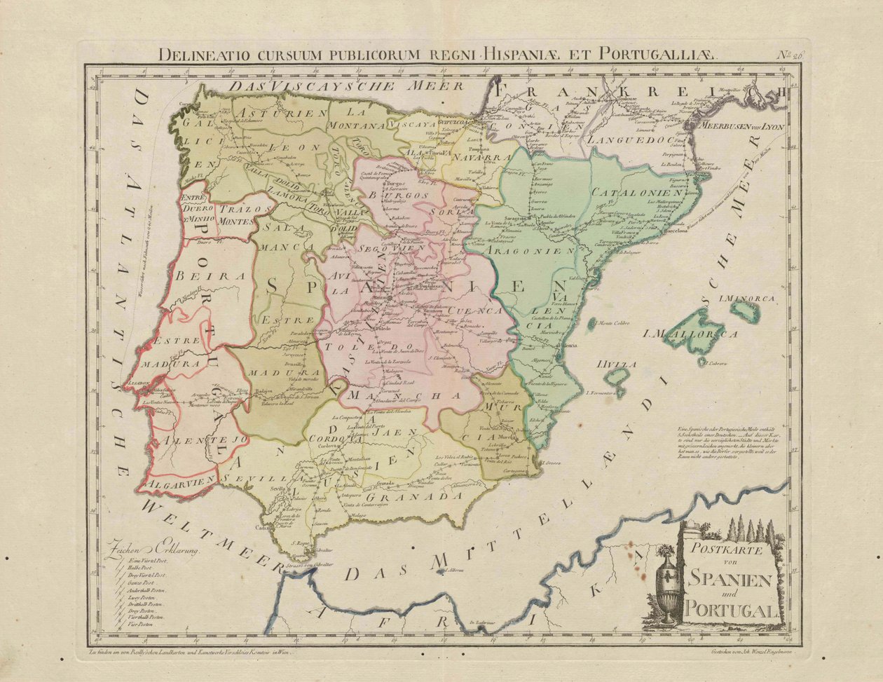 Spanyolország és Portugália levelezőlapja. A Spanyol Királyság és Portugália nyilvános kurzusainak ismertetése [kb. 1 alkotó: Franz Johann Joseph von Reilly