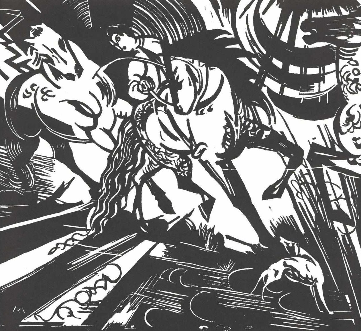 Lovasiskola Ridinger után alkotó: Franz Marc