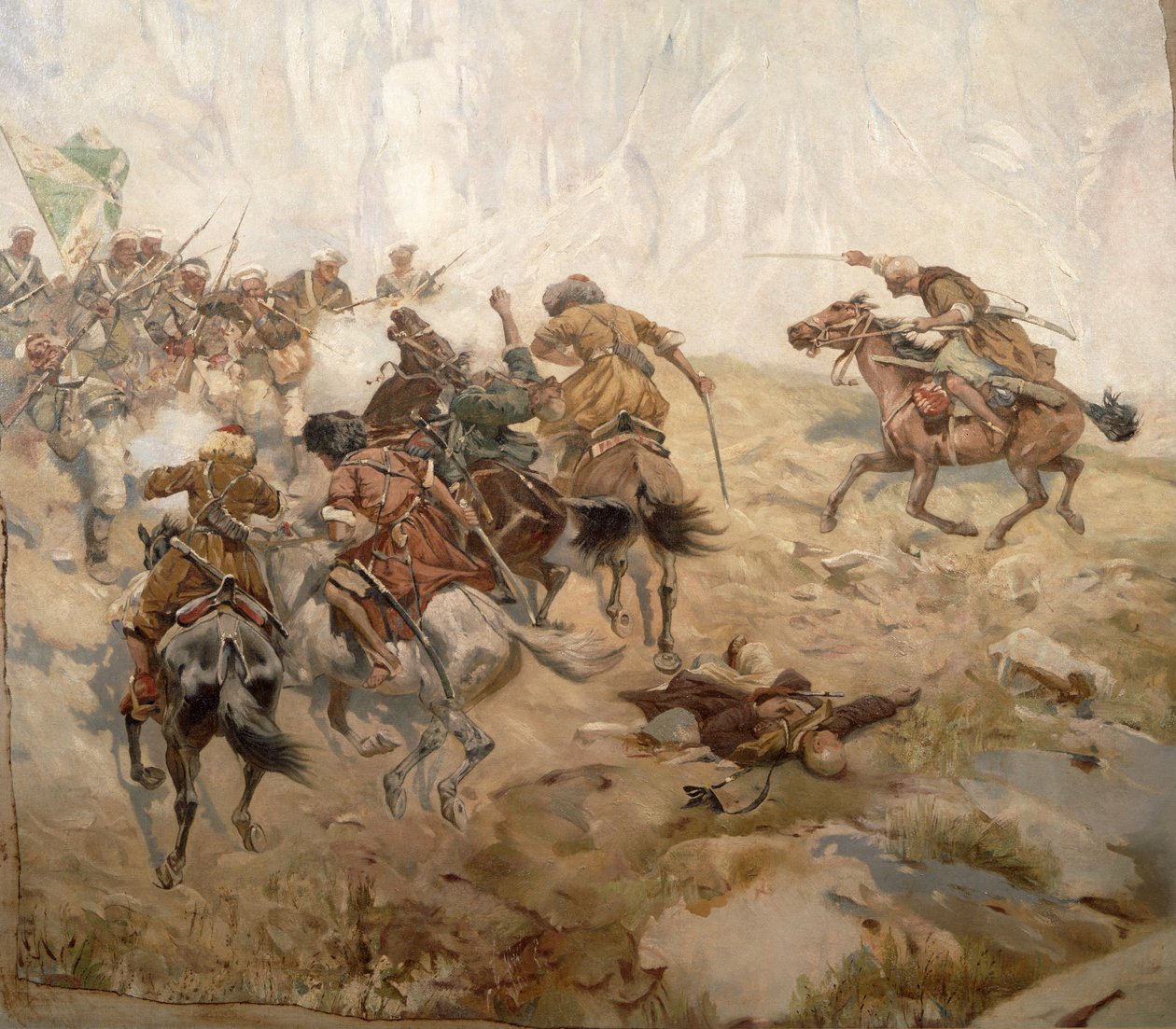 Az aul Akhtulga elfoglalása alkotó: Franz Roubaud