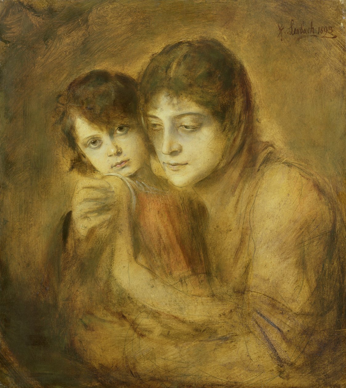 Anya és gyermeke, 1893 (olaj, papír) alkotó: Franz Seraph von Lenbach