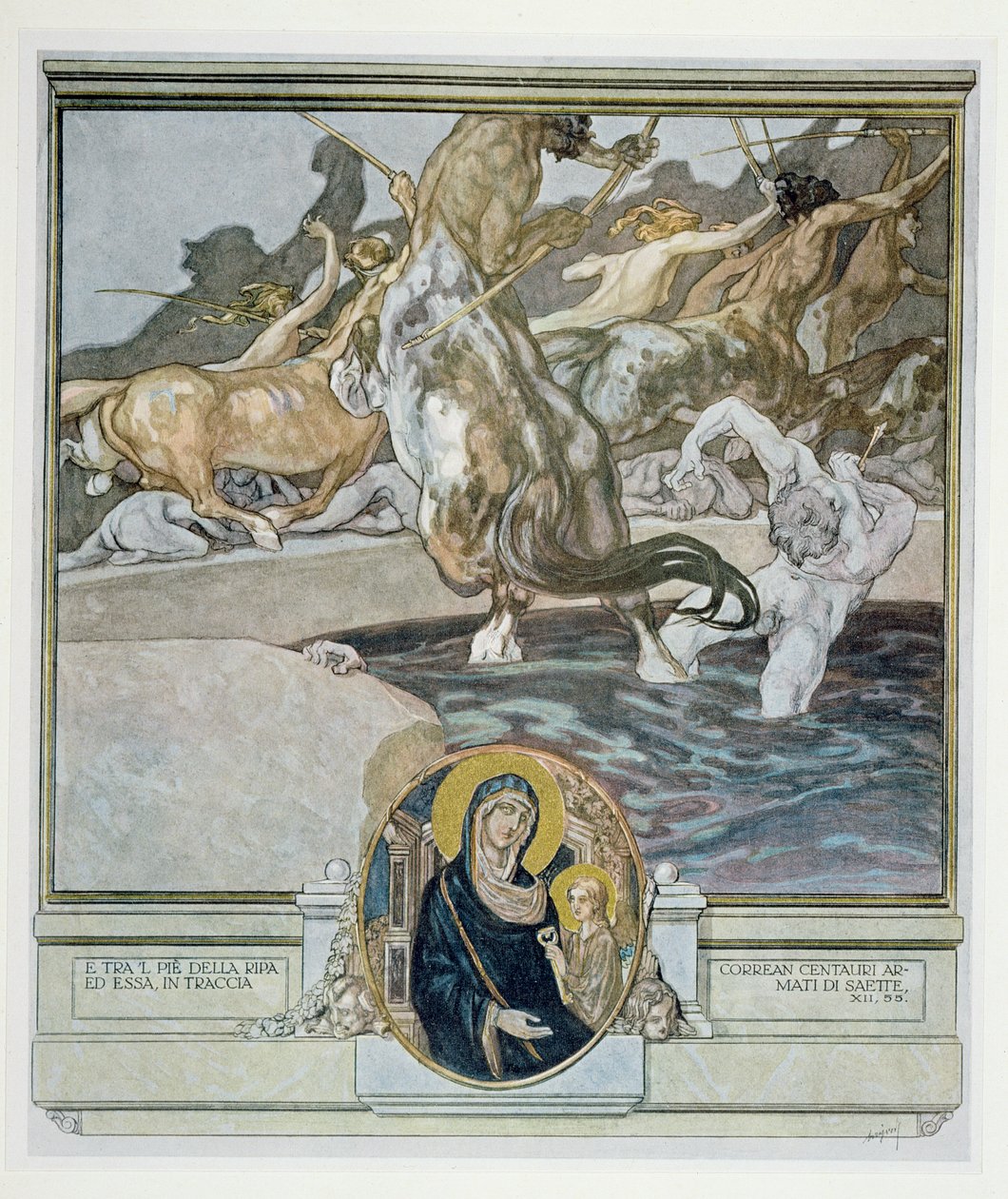 Illusztráció Dante „Isteni színjátékából”, Inferno, XII. ének: 55, 1921 alkotó: Franz von Bayros
