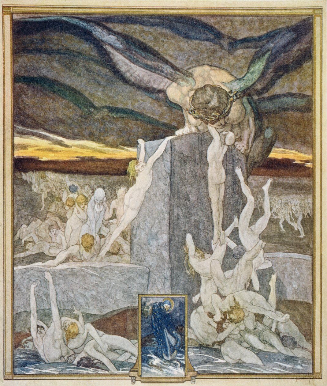 Illusztráció Dante "Isteni komédiája", Inferno, XIX. ének, 1921. alkotó: Franz von Bayros