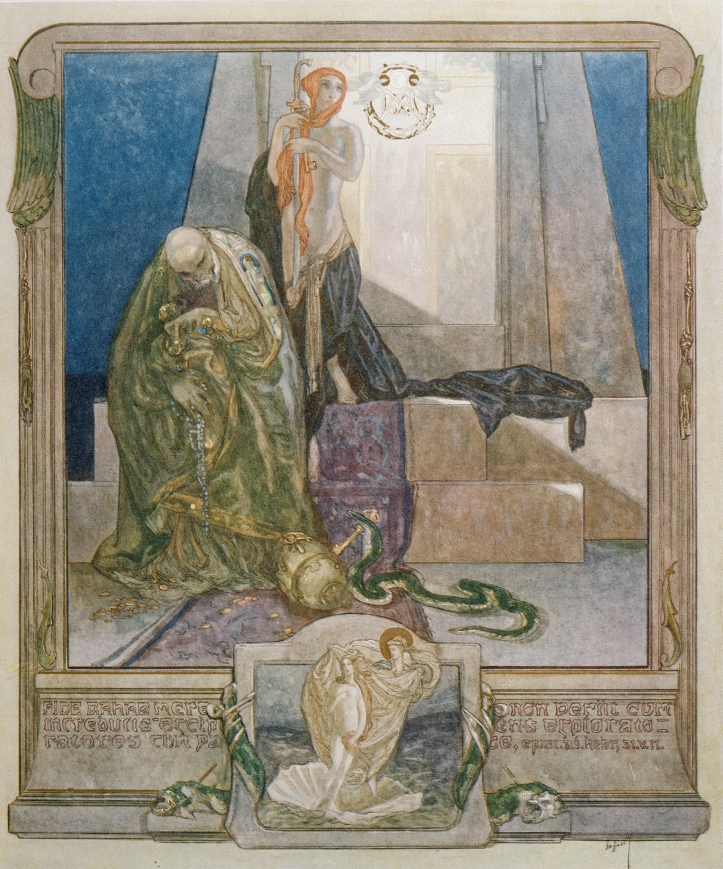 Illusztráció Dante „Isteni színjátékából”, Paradicsom, IX. ének, 1921 alkotó: Franz von Bayros