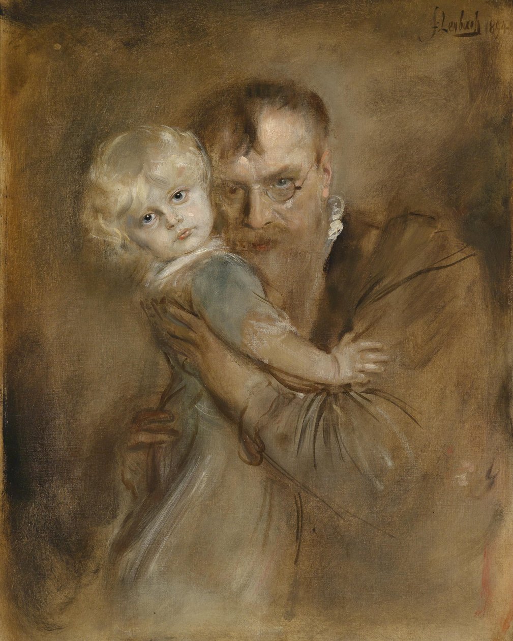 Önarckép Marion lányával alkotó: Franz Seraph von Lenbach