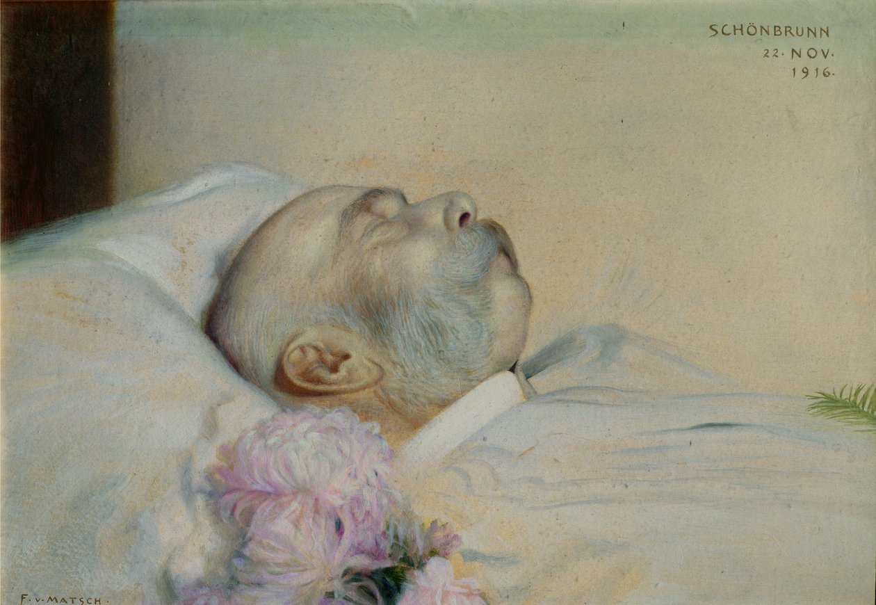 I. Ferenc József osztrák császár (1830-1916) a halálos ágyán, 1916 alkotó: Franz von Matsch