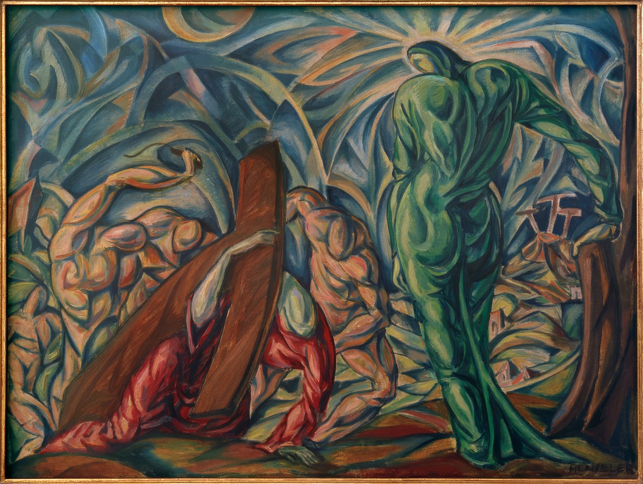 a keresztet hordozva alkotó: Franz Henseler