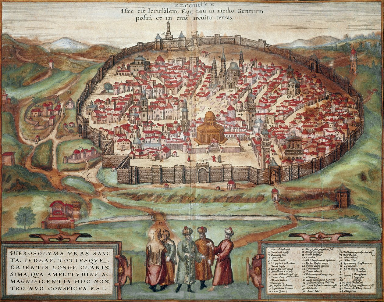 Jeruzsálem térképe (metszet alkotó: Franz Hogenberg