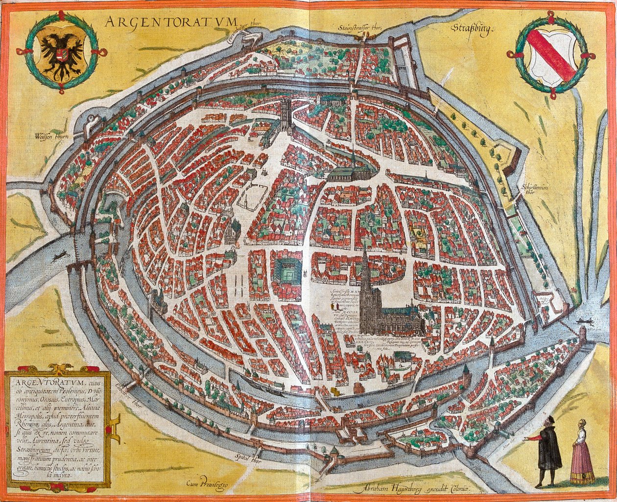 Plan de Strasbourg (Argentoratum), Franciaország (rézkarc alkotó: Franz Hogenberg