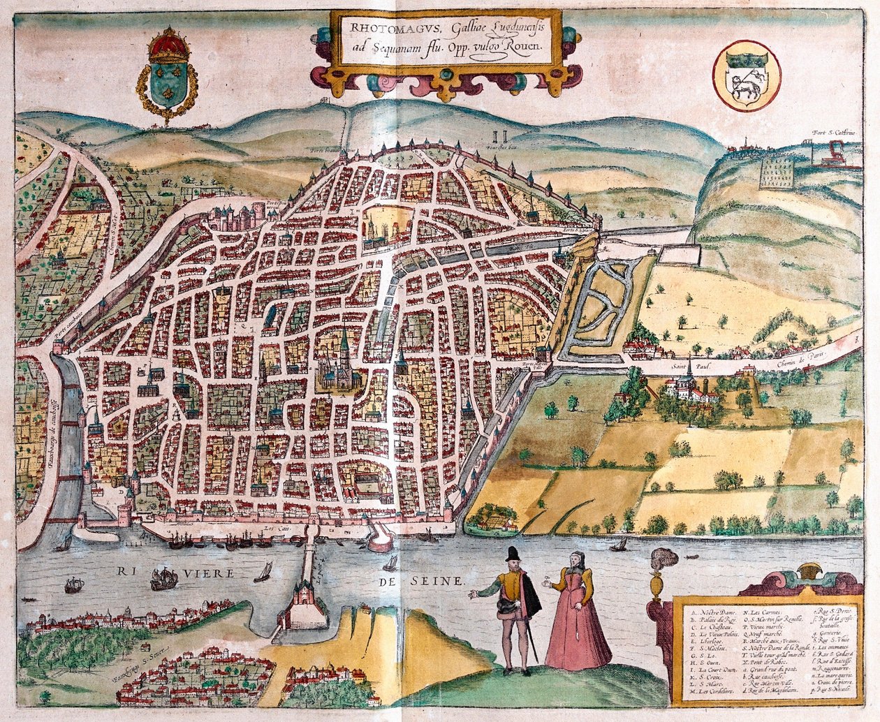 Rouen - Franciaország (metszet alkotó: Franz Hogenberg