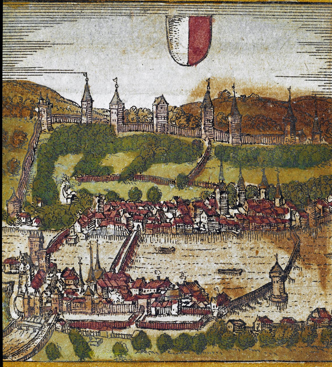 Luzern látképe - Svájc (metszet alkotó: Franz Hogenberg