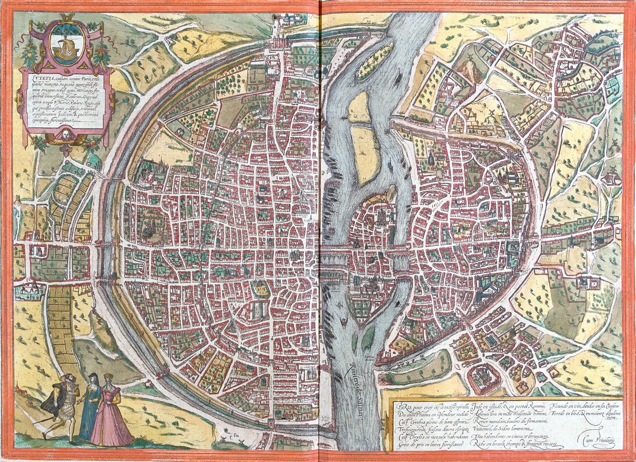 Kilátás Párizsra (Lutetia), Franciaország (rézkarc alkotó: Franz Hogenberg