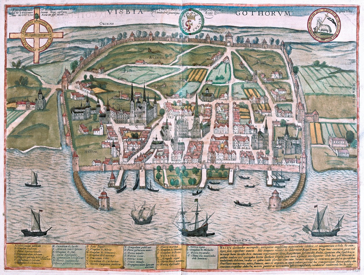 Visby, Gotland-sziget, Svédország (metszet alkotó: Franz Hogenberg