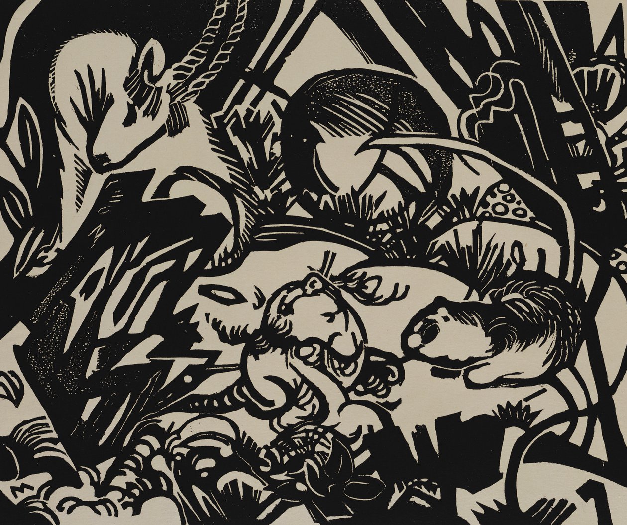 Állatlegenda (fametszet) alkotó: Franz Marc