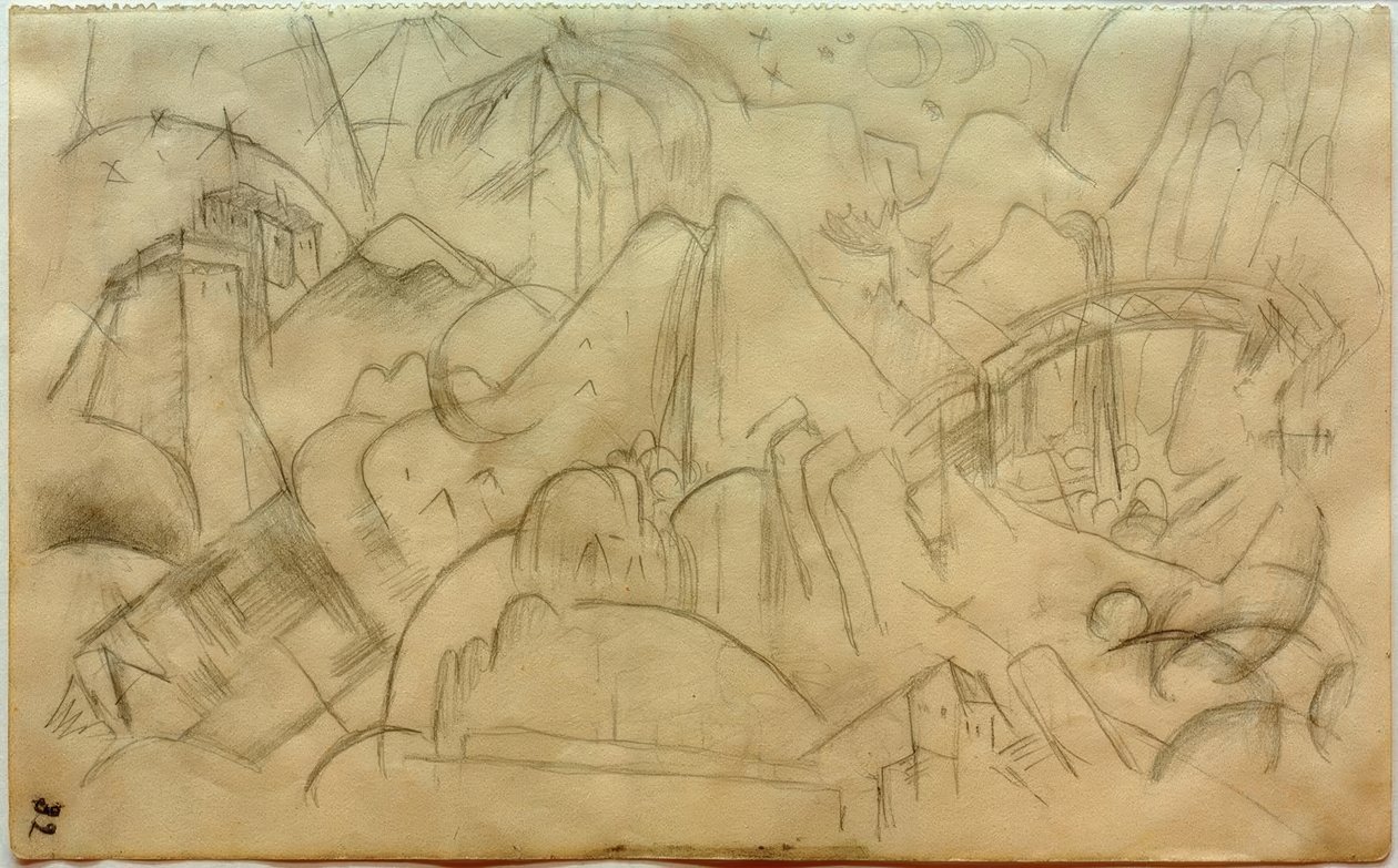 Hegyi tájkép híddal (Tirol) alkotó: Franz Marc
