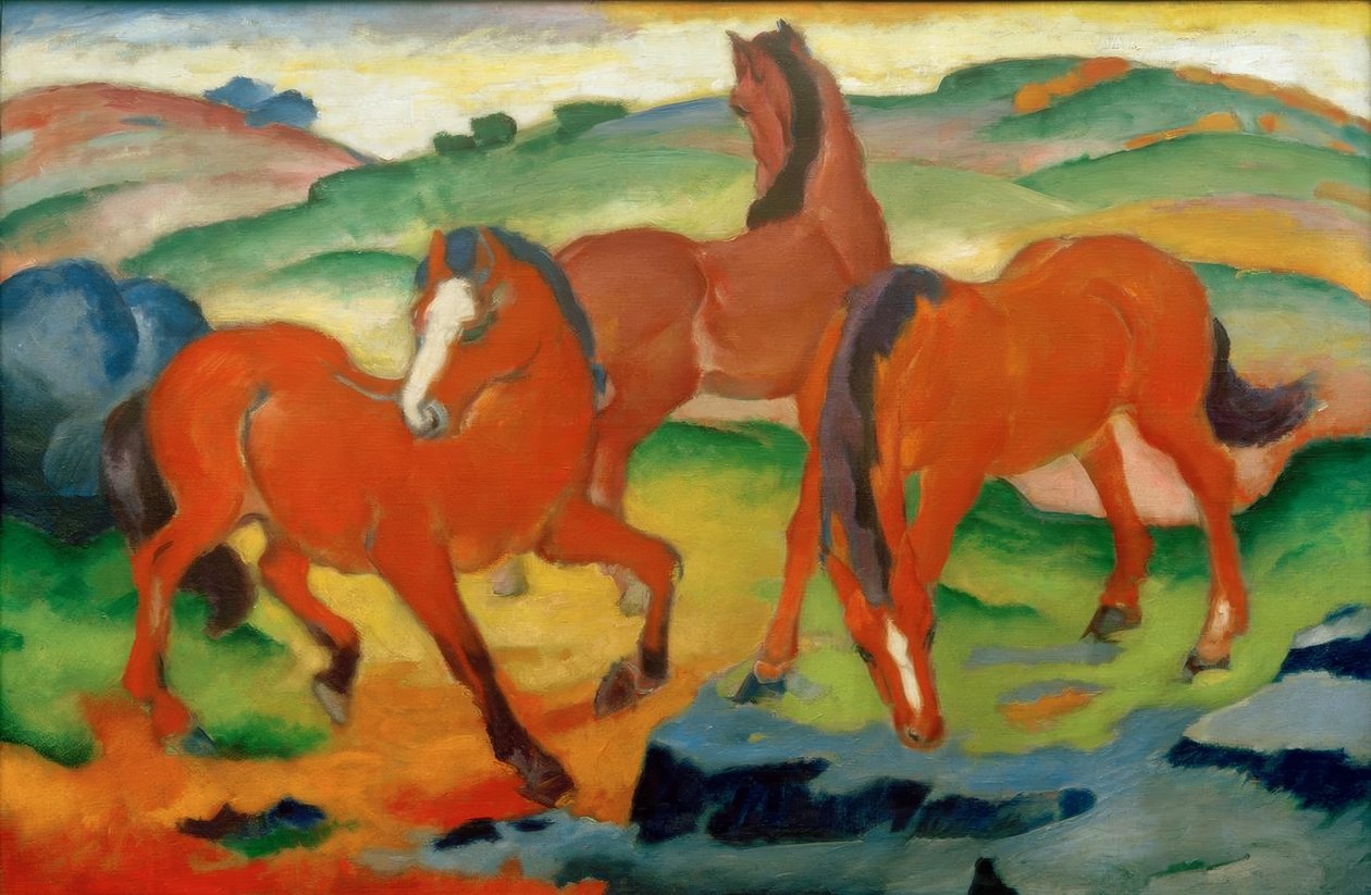 A vörös lovak (Grazing Horses IV) alkotó: Franz Marc