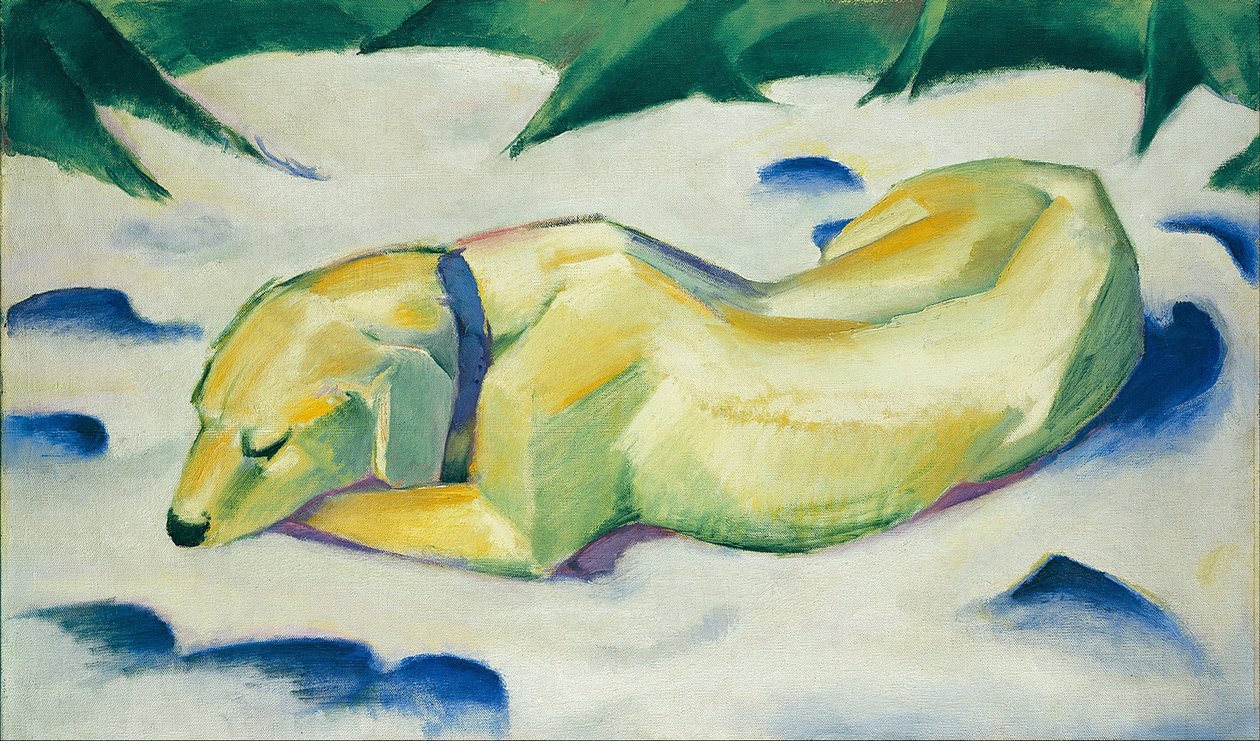Kutya feküdt a hóban alkotó: Franz Marc