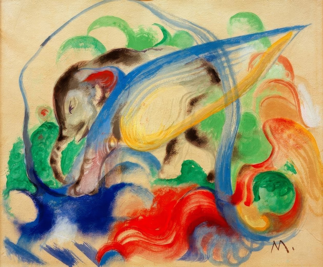 Fabletier (Grauer elefánt) alkotó: Franz Marc