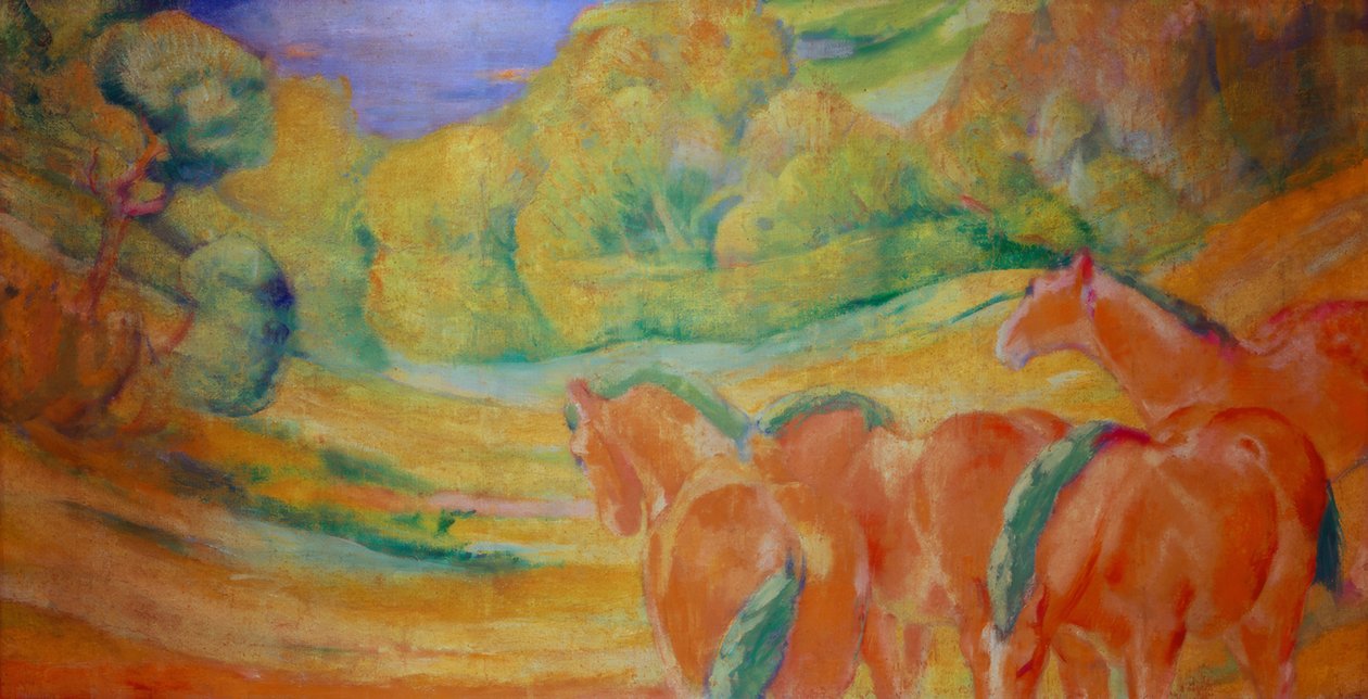 Nagy táj I (Táj vörös lovakkal) alkotó: Franz Marc