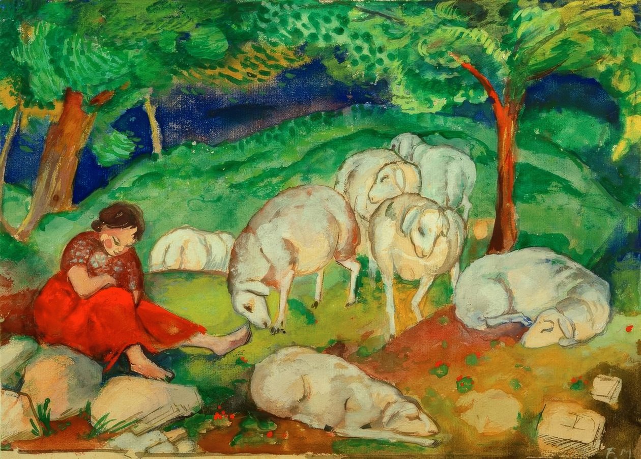 Pásztorlány juhokkal alkotó: Franz Marc
