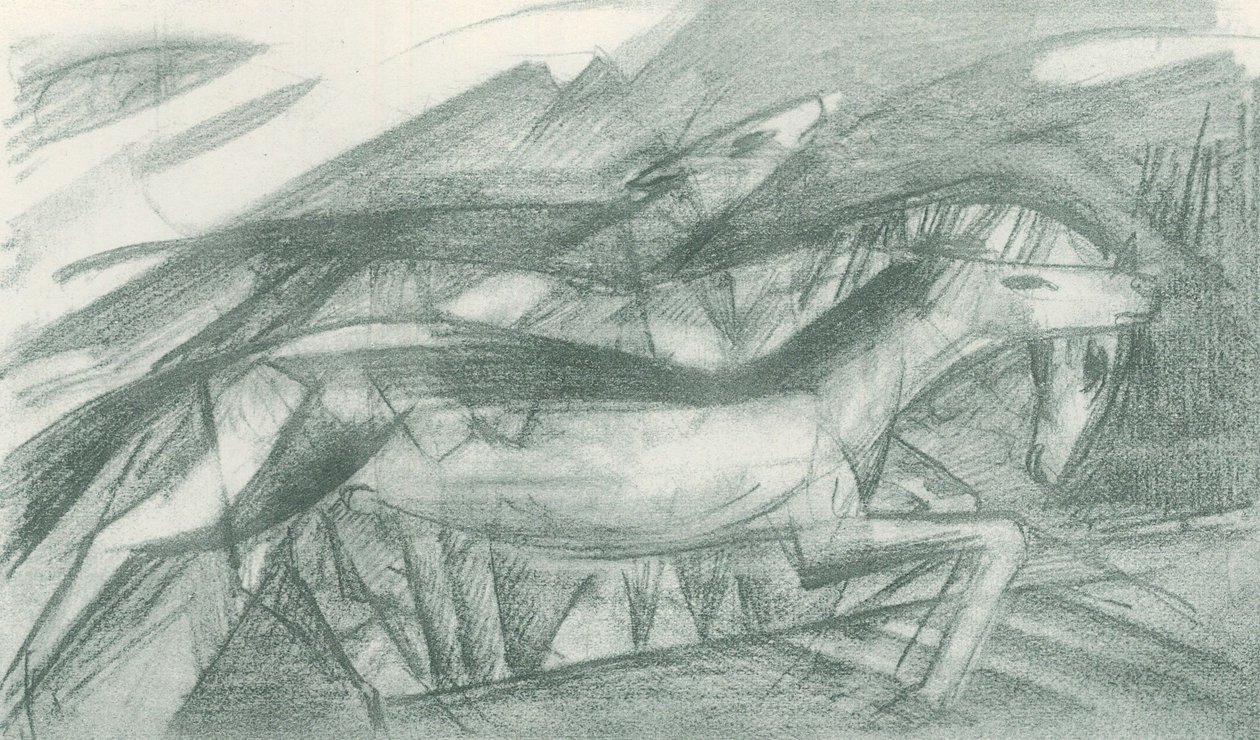 Vadászlovak egy absztrakt tájban alkotó: Franz Marc