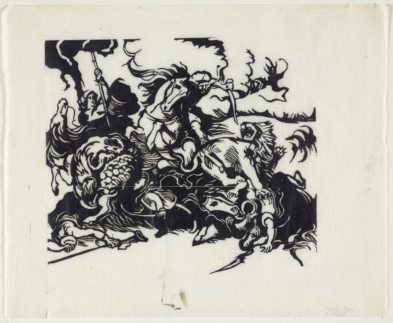 Oroszlánvadászat Delacroix után alkotó: Franz Marc
