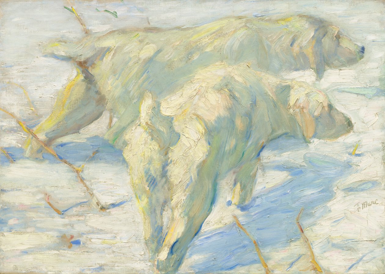 Szibériai kutyák a hóban, 19091910. alkotó: Franz Marc