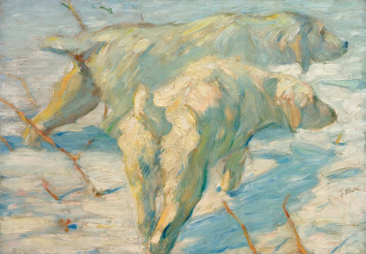 Szibériai juhászkutyák (szibériai kutyák hóban) alkotó: Franz Marc