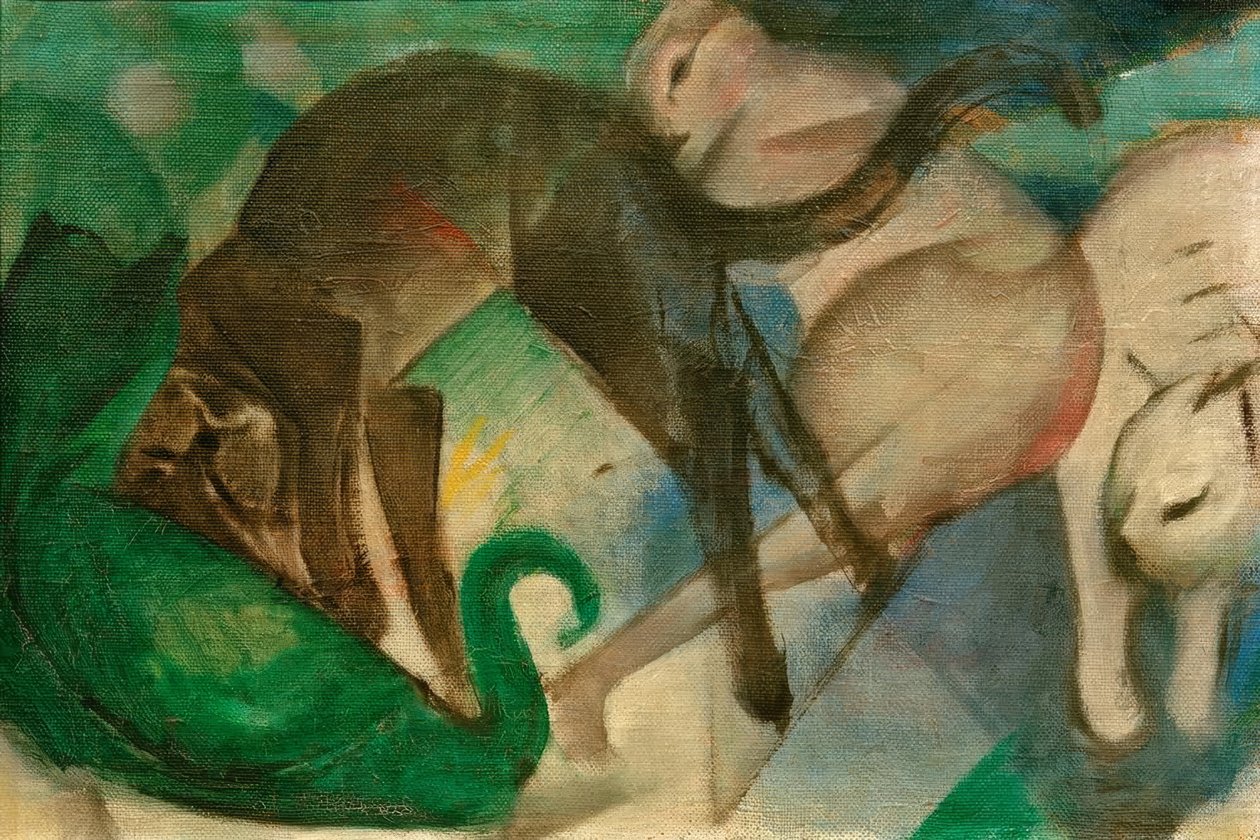 Játszó macskák (macskakép) alkotó: Franz Marc