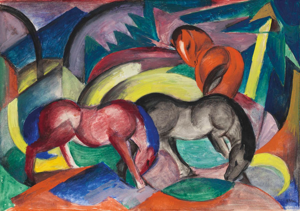 Három ló, 1912. alkotó: Franz Marc