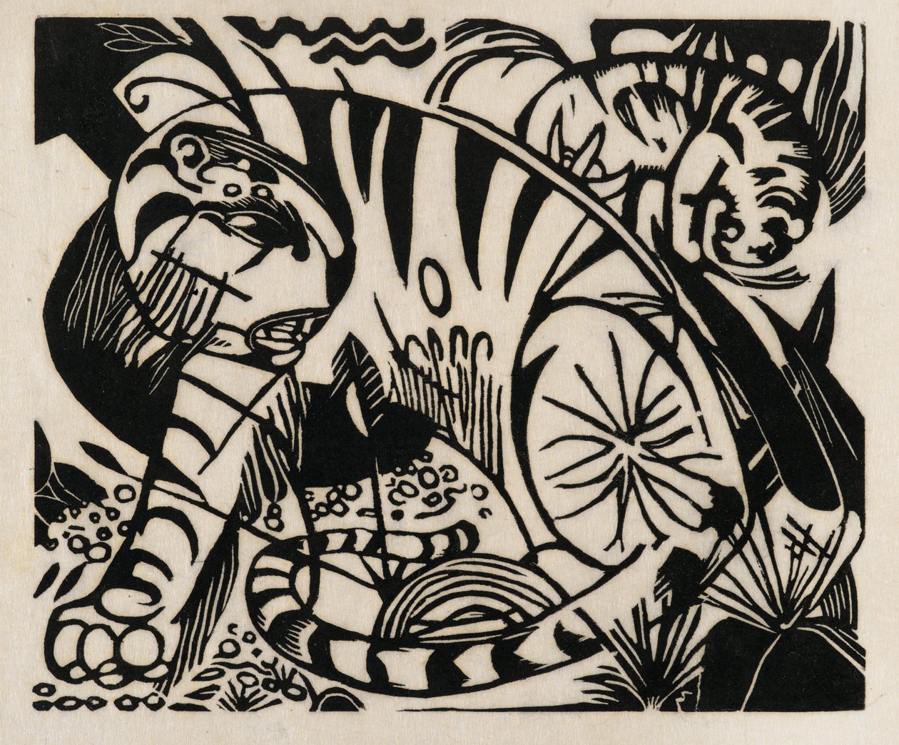 Tigris, 1912 (fametszet japán papírra) alkotó: Franz Marc