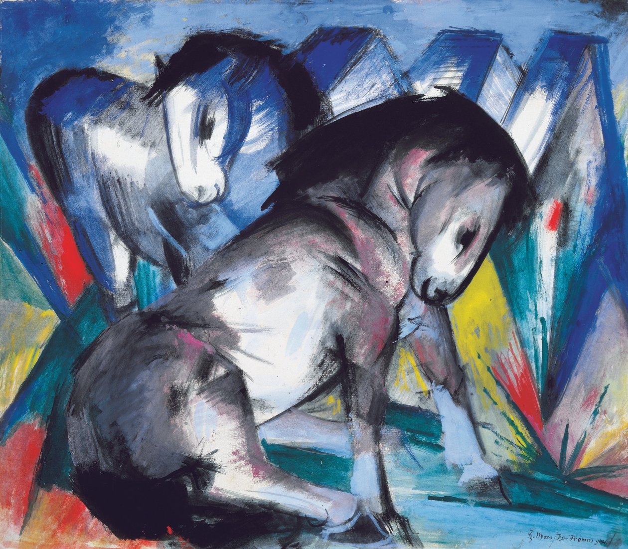 Két ló, 1913 alkotó: Franz Marc