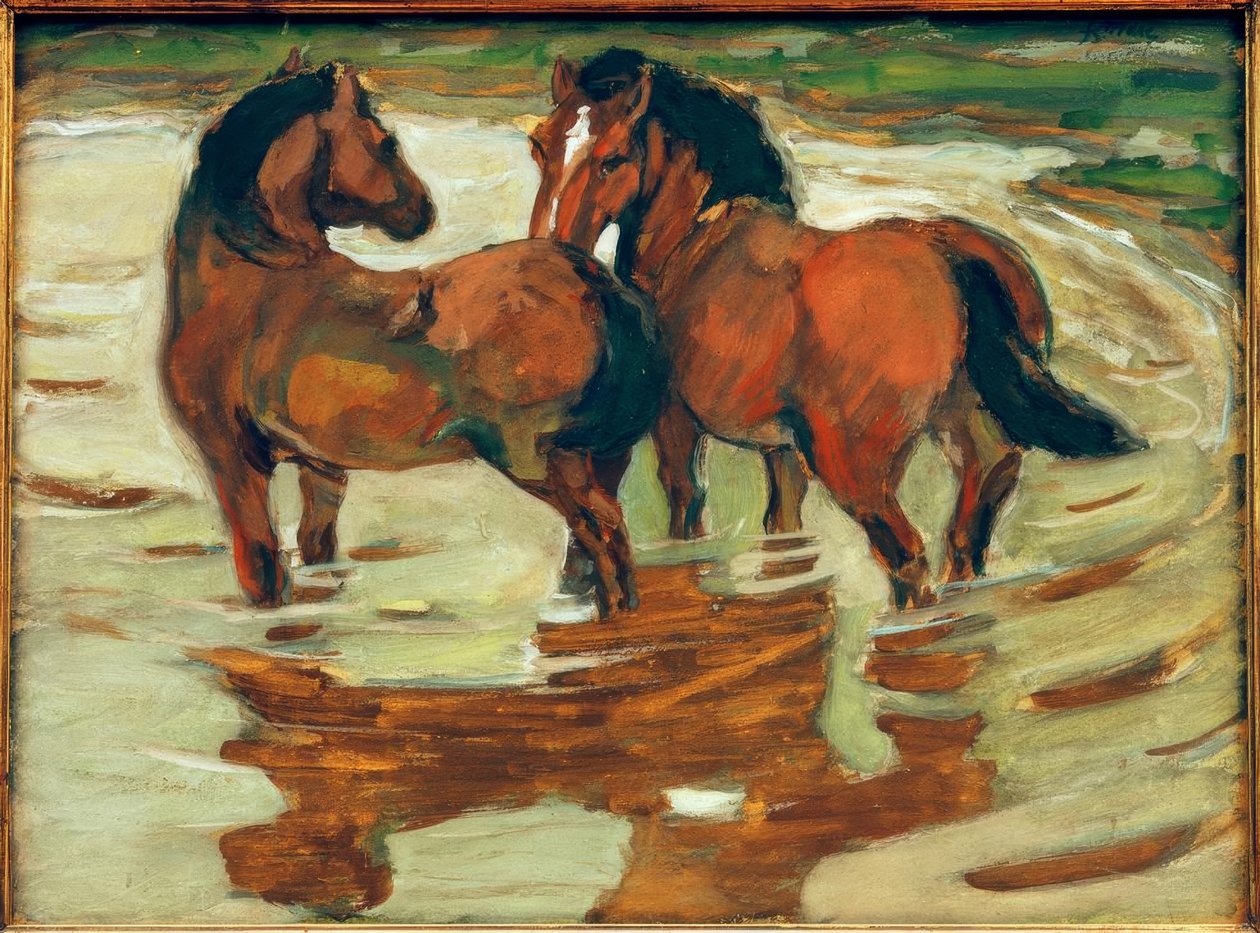 Két ló a vízben alkotó: Franz Marc