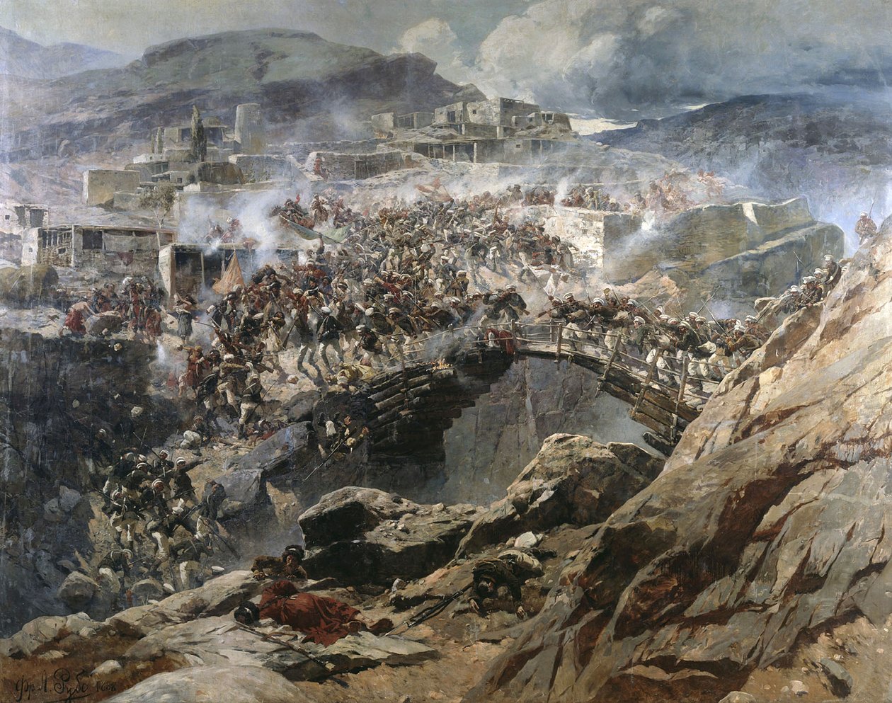 Akhoulgo ostroma, 1888. alkotó: Franz Roubaud